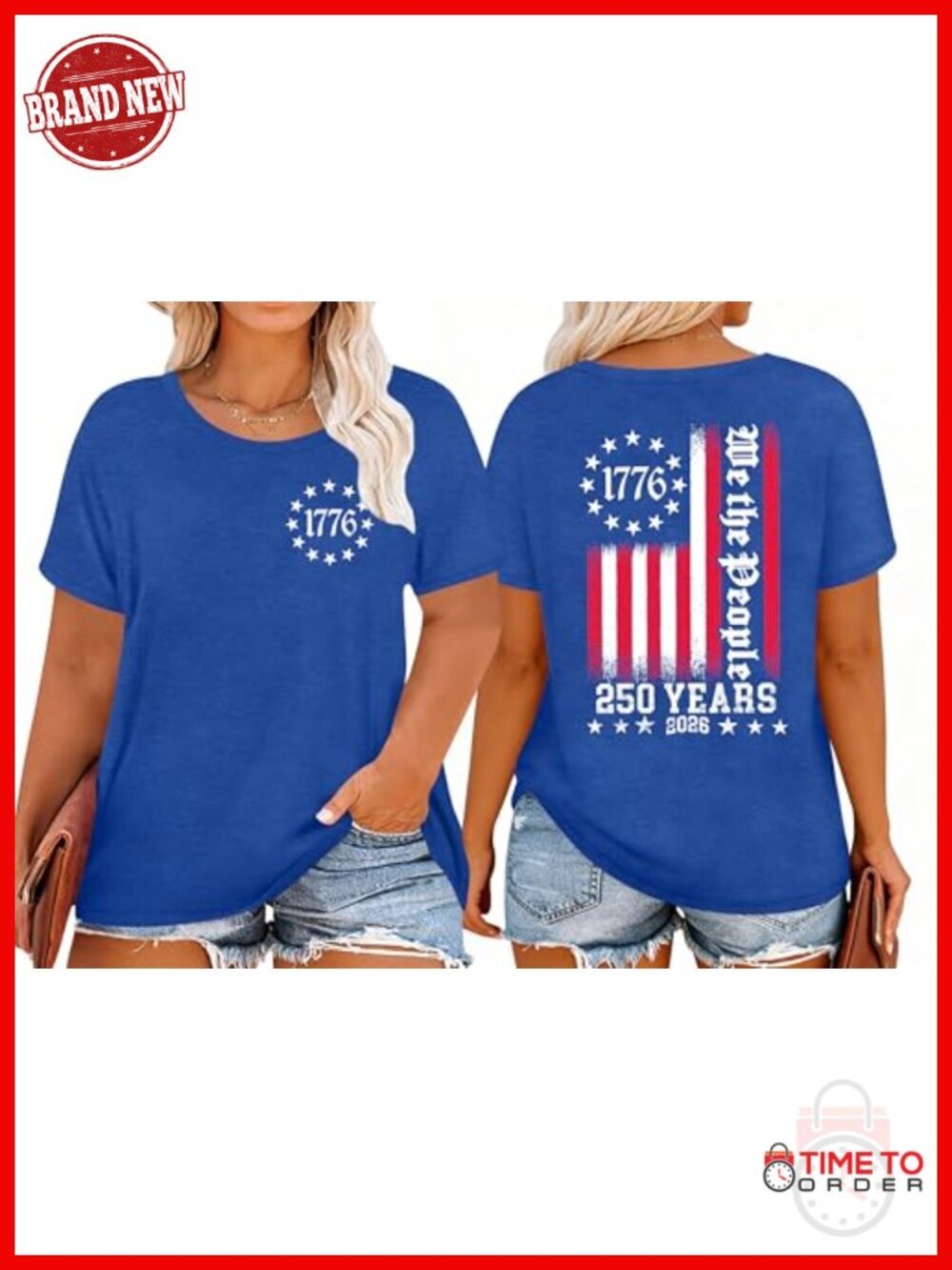 Plus Size Patriotic USA T-Shirt Short Sleeve Rayon Blend